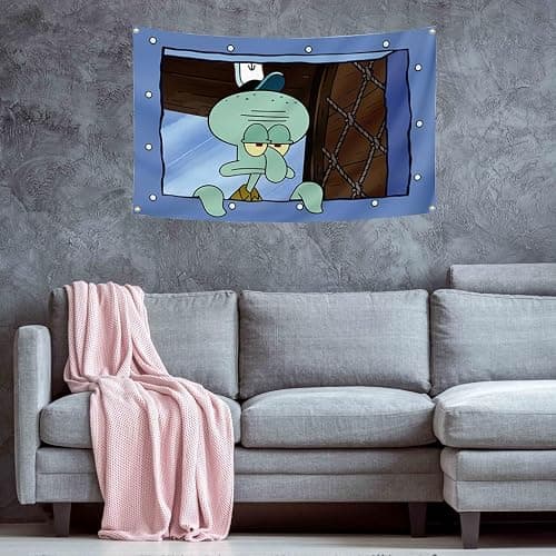 Octopus Cartoon Flag 3x5Feet Funny Meme Banner Wall Hanging Tapestries for College Dorm Room Decoration thumbnail 4