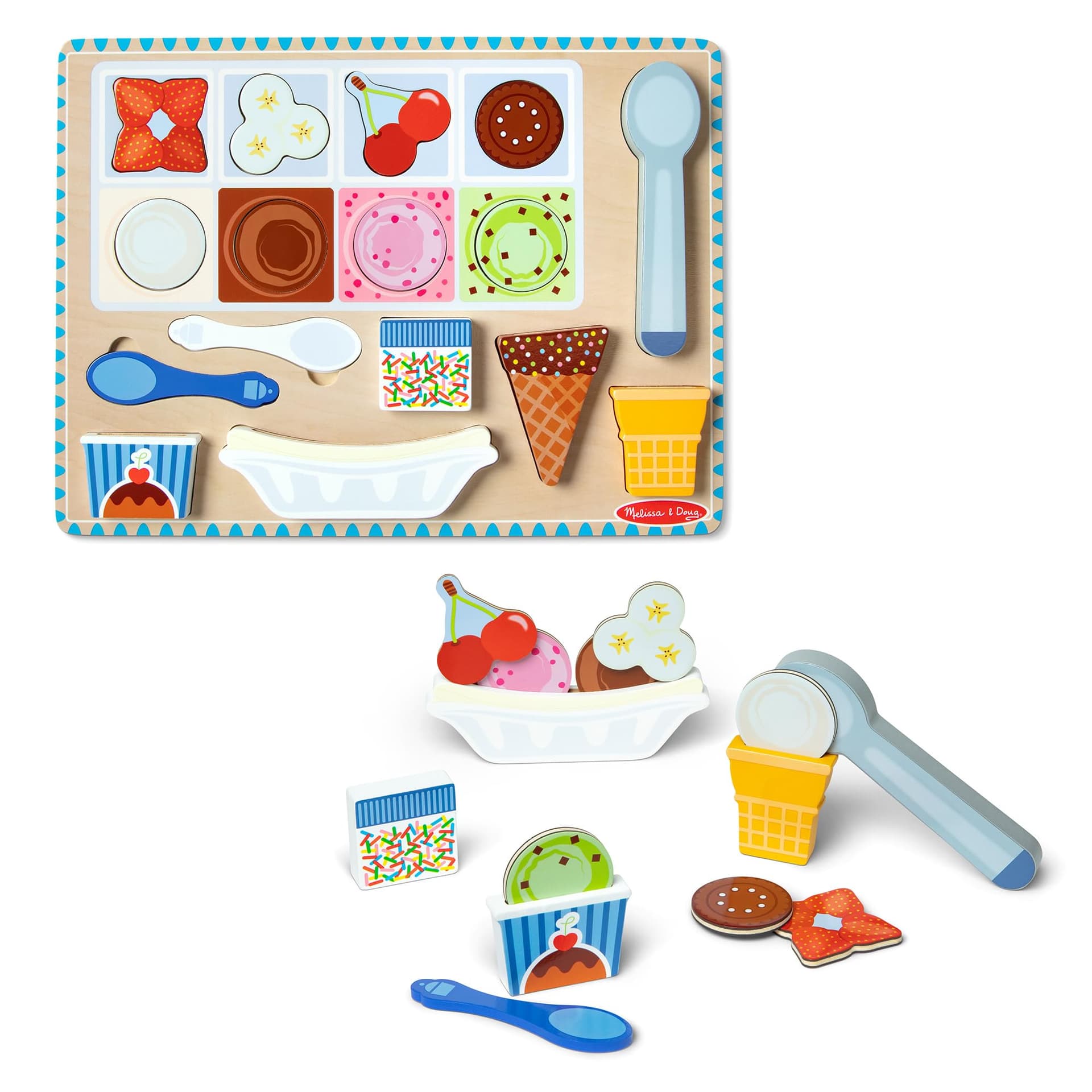Melissa & Doug - Wooden Ice Cream Magnetic Puzzle Play - Image 1