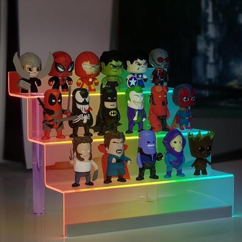 Golener 12" Acrylic Display Organizer with LED, Perfume Organizer for Women | 3-Tier Cologne Organizer for Men, Perfume Stand and Display Step Shelves Holder, Clear Riser, Figures Stand, Dessert Shelf thumbnail 5