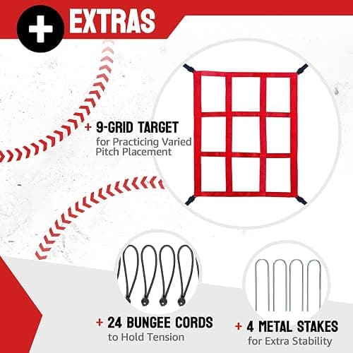 Baseball Rebounder Net, 3/5 Adjustable Angles 4x4.5FT Pitch Back Baseball Softball Volleyball Rebounder with 2 Strike Zones, UV Resistant, Pitchback Trainer for Ground, Line Drive & Fly Balls thumbnail 6