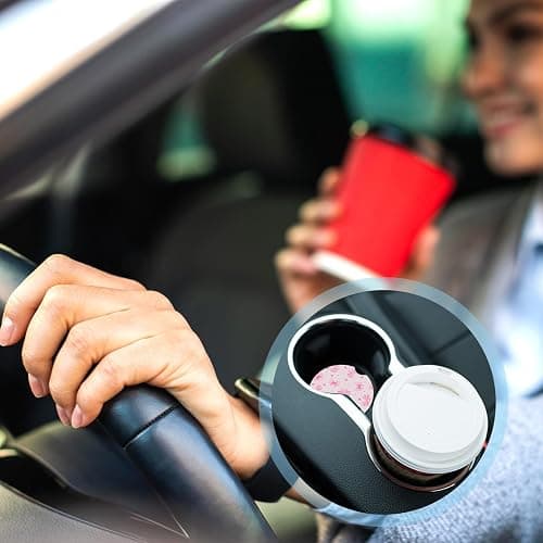 4pcs Pink Bow Car Coasters, Coquette Bow Cup Holder Coasters with Finger Notch Absorbent Cork Ceramic Cupholder Coaster for Car Women thumbnail 6