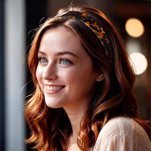 Wavyknot 4 Pcs Tortoise Shell Headband for Women Acetate Resin Styling Tortoise Hair Band in Thin Thick Wavy Wide 4 Design Fashion Women Girls Hair Accessories(French) thumbnail 5