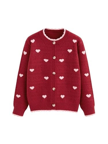 CIDER Cardigan Sweaters for Women Trendy Cute Sweaters Long Sleeve Crew Neck Heart Print Cardigans Spring Fall Outfits - Image 1