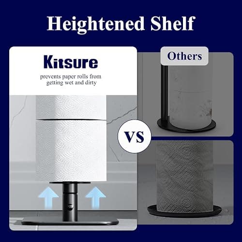 Kitsure Toilet Paper Holder Free Standing - Large Capacity Toilet Paper Holder for 4 Rolls, Rustproof Toilet Paper Stand with Non-Slip Stable Base, Black, Medium thumbnail 6