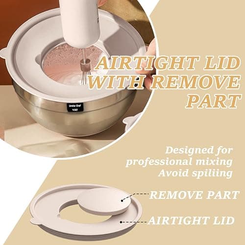 Mixing Bowls with Airtight Lids Set, 26PCS Stainless Steel Khaki Bowls with Grater Attachments, Non-Slip Bottoms & Kitchen Gadgets Set, Size 7, 4, 2.5, 2.0,1.5, 1QT, Great for Mixing & Serving thumbnail 5