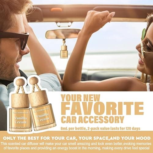 HoogaLife Car Air Freshener Diffuser 2 Pack Hanging Air Freshener Diffuser - Vanilla Cream Fragrance Oil Air D iffuser for Car, 45+ days Long Lasting Fragrance Made in USA C ar Air Fresheners thumbnail 4