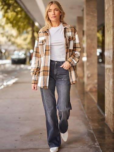 AUTOMET Womens Fall Outfits Fashion Clothes Shackets Flannel Plaid Button Down Long Sleeve Shirts Jackets thumbnail 5