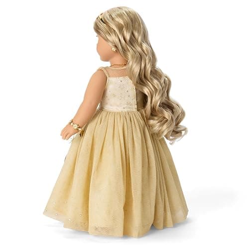 American Girl 2025 Glimmering Gold Holiday Collector Doll, with Light-Blue Eyes, Long Wavy Blonde Hair, Ages 8+ thumbnail 2