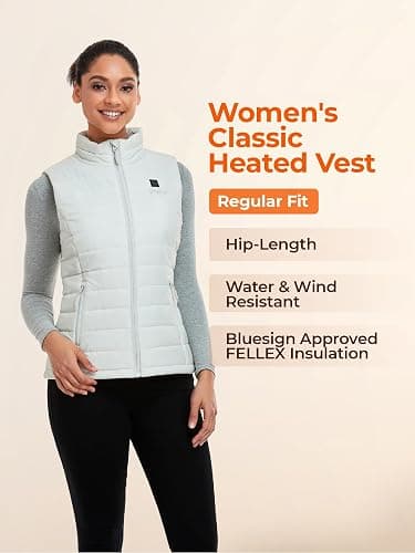 ORORO Women's Lightweight Heated Vest with USB-C Rechargeable Battery, Puffer Classic Heating Vest thumbnail 6