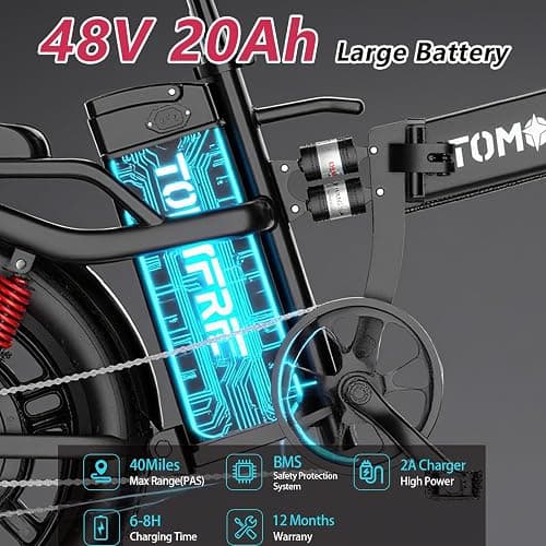 Tomofree 16" Electric Bike for Adult, 1500W Peak Motor 33MPH Ebike, 48V 20AH Battery, 40 Miles Long Range Ebike, Fat Tire E-Bike, All-Terrain Electric Bicycle with 2 Seats thumbnail 3