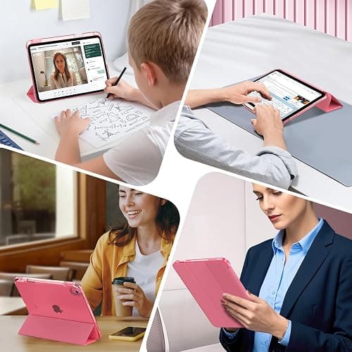 MoKo Hülle für iPad (A16) 11. Generation 11 Zoll 2025, iPad 10. Gener ation 10,9 Zoll 2022 mit Stifthalter, Schlank Leicht Trifold Schutzhülle mit Hart PC Transluzenter Rückseite, Wassermelone Rosa thumbnail 9