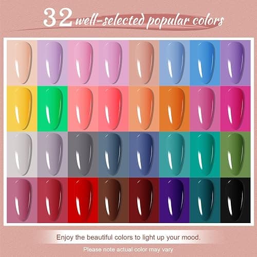 JODSONE Gel Nail Polish Kit with U V Light 32 Color Soak Off Base&Top Glitter Coat Gel Polish for DIY Manicure Lovers thumbnail 2