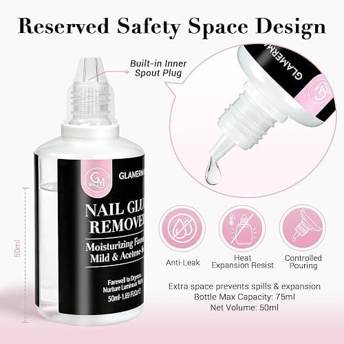 GLAMERMAID 50ML Pinpoint Nail Glue Remover for Press on Nails Acetone-free | Gentle Multi-purpose Nail Adhesive Remover for Fake Nails, Nail Tips & Acrylic Nails with 3 Orangewood Sticks thumbnail 5