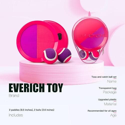 EVERICH TOY Upgraded Toss and Catch Ball Game Set, Kids Toy Stocking Stuffers for Boys Girls Ages 3-12, Includes 2 Paddles 2 Sticky Balls, Water-Resistant Indoor Outdoor Toy for Beach Pool Yard thumbnail 2