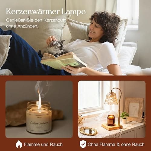 Staymoment Gold Candle Warmer Kerzenwärmer Lampe, Geschenke für Frauen | Elektrische Duftlampe für Duftkerzen, mit Timer und Dimmer, Höhenverstellbar, Wohnzimmer Deko thumbnail 4