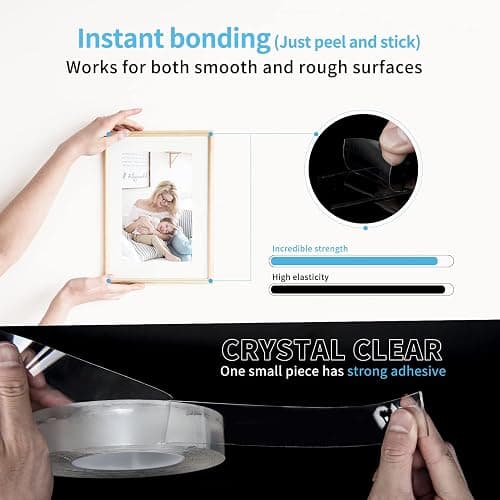 Art3d Double-Sided Mounting Tape (10FT), Multipurpose Removable Adhesive Foam Tape, Transparent, Household thumbnail 8