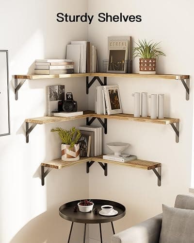 AMADA HOMEFURNISHING Long Wall Shelves, Rustic Farmhouse Style, Wood Floating Shelves for Wall Decor, Bathroom & Bedroom Storage, Living Room Book Shelves, 6pcs thumbnail 2
