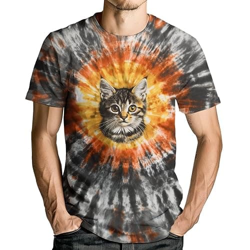 GHUALURU Men's Tie Dye Style T-Shirts Fun Animal Graphic Short Sleeves Shirt thumbnail 2