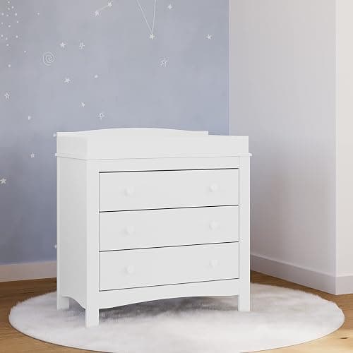 Graco Noah 3 Drawer Chest with Changing Topper (White) – GREENGUARD Gold Certified, Baby Dresser With Changing Table Top, Dresser for Nursery, 3 Drawer Kids Dresser - White - 3 Drawer Chest thumbnail 4