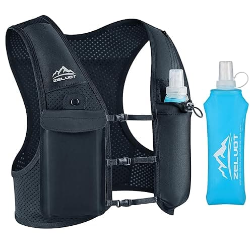Zelvot Running Vest for Women Men, USA Original Patent, Adjustable Chest Straps Running Hydration Vest with 500ml Soft Flask, Breathable Reflective Hydration Backpack for Marathon - Black - XS-S
