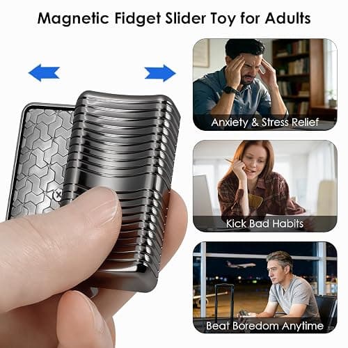 1797 Metal Magnetic Fidget Slider for Adults, EDC Pocket Fidgets Toys with Smooth Clicks, Focus & Relaxation Fun Cool Gadget Gift, 2 Pack thumbnail 6