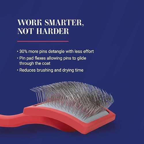 Chris Christensen Big G Dog Slicker Brush for Dogs (Goldendoodles, Labradoodles, Poodles), Groom Like a Professional, Fluff Detangle Style, Saves Time Energy, Coral, Large thumbnail 3