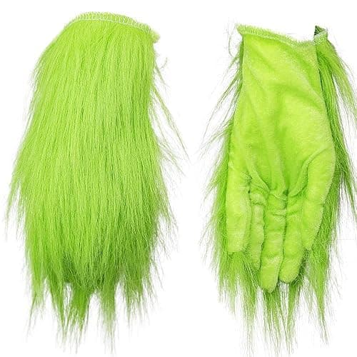 Saoniang Christmas Cosplay Gloves, Santa Gloves Christmas Costume Gloves, Green thumbnail 2