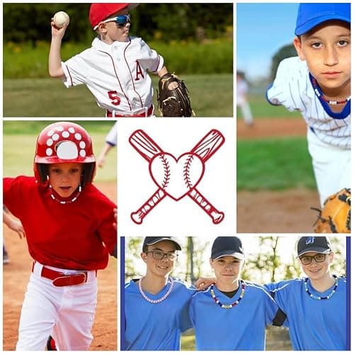 AUSGER Baseball Ice Collection Necklace for Boys Men Sparkly Elastic Bling Beaded Rhinestone Necklace Drip Gift for Girls Kids Players thumbnail 3