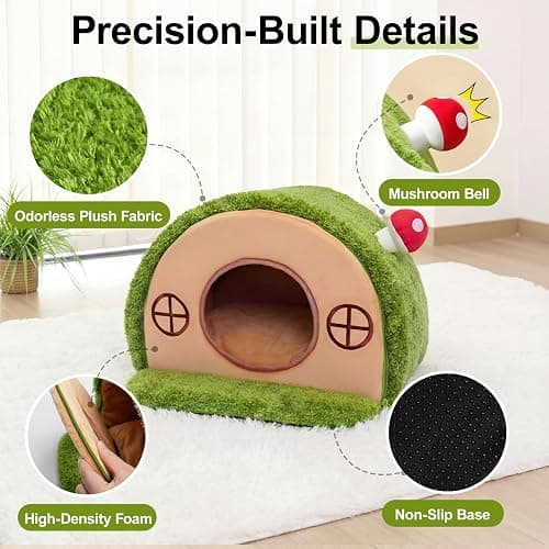 Mellownido Cat House for Indoor Cats - Cute Cat Bed Cave, Tree Hole Cat Bed Tent for Kittens and Small Medium Pets with Removable Washable Cushion & Anti-Slip Bottom, Enclosed Kitten Bed Hideaway thumbnail 7