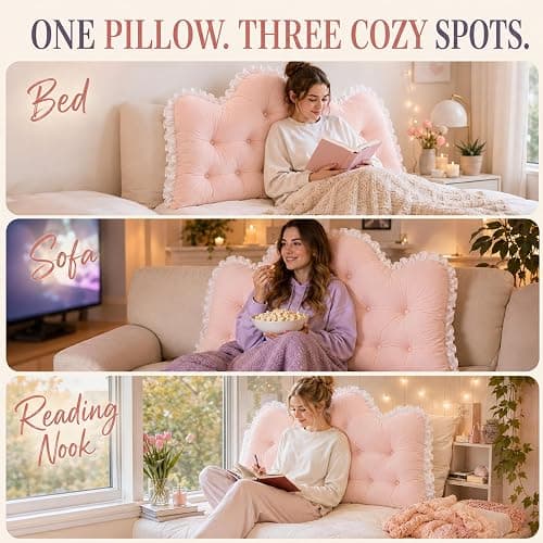 Taylinova NEW College Dorm Bed Bolster Pillow (Rice Pink,Twin-90cm/35) | Rectangular Reading Headboard Pillow,for Twin, Full, Queen & King Beds, Headboard Pillow for Sitting, Reading & Lounging thumbnail 5