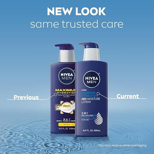 NIVEA MEN Maximum Hydration 48-Hour Moisture Body Lotion for Dry Skin, Aloe Vera Lotion for Men, 3-in-1 Body, Face and Hands, Dermatologically-Tested, Holiday Gifts for Men, 16.9 Fl Oz Bottle thumbnail 2