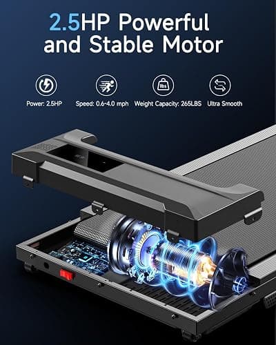 Walking Pad Treadmill for Home - Under Desk Treadmills Mini Portable Walking Running Machine Slim Compact Motorized Electric Treadmill with Adjustable Speed Remote thumbnail 2