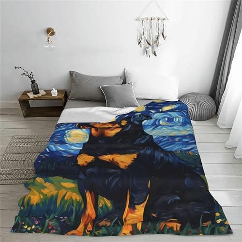 Rottweiler starry night blanket thumbnail 5