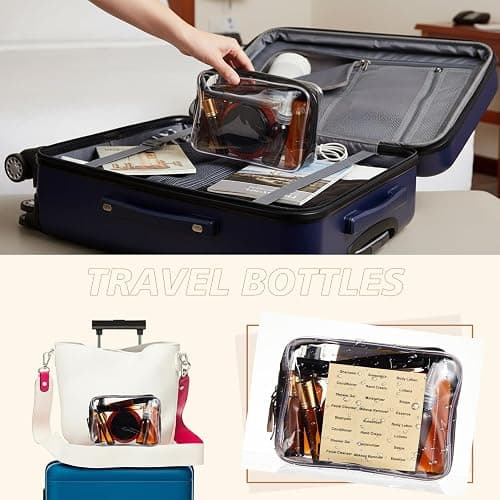21 Pcs Amber Plastic Travel Toiletry Bottles Set, TSA Approved Travel Containers, Leak Proof Containers with Refillable Squeeze Bottle, Roller Balls, Pump sprayer, Perfume Atomizer, Labels & Funnel thumbnail 6