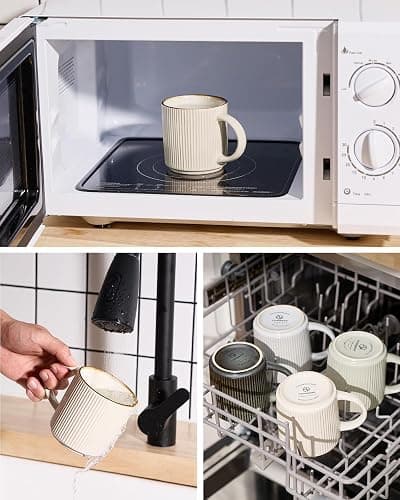 famiware Coffee Mug Set for 8, Star 12 oz Catering Mugs Cup Set with Handle for Coffee, Tea, Cocoa, Milk - Ceramic Stoneware Drinkware Set, White thumbnail 7
