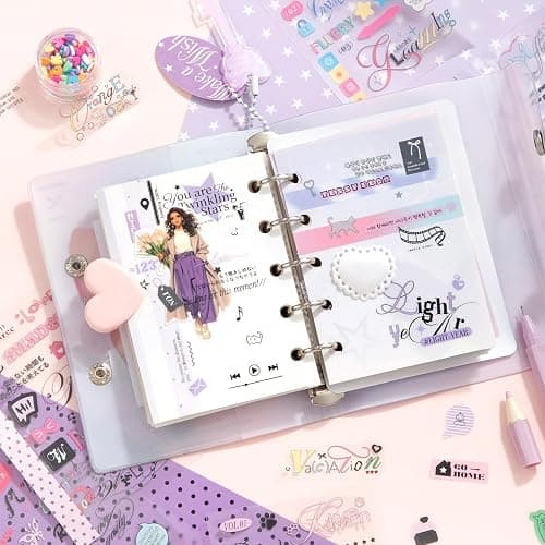 20 Sheets Black & White Sticker Book for Scrapbooking, Transparent English Phrase Stickers - Matte & Glossy Finishes, Aesthetic Word Quote Stickers for Scrapbook, Journal, Water Bottle, Card Making thumbnail 6