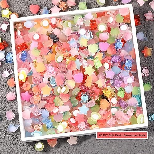 DIYOMR 3D Clear Resin Stickers for Big Belly Cups Mugs, Removal Without Trace, 100 Mixed Shapes Resin Self Adhesive Art Stickers Decor for Handcraft/DIY/Photo Album/Hair Accessories/Laptop thumbnail 2