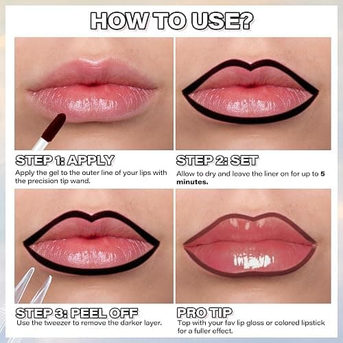 Cilrofelr Peel Off Lip Liner Stain with Tweezer, Long Wear Tattoo Lip Liner, Peel Off Lip Stain with Matte Finish, Long Lasting, Waterproof, Transfer-proof, Highly Pigmented Color (Espresso) thumbnail 6