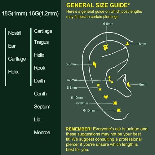 Flat Back Earrings Studs - 14K Gold Filled Internal Thread Stud 18G 16G Piercing Jewelry for Cartilage Helix Tragus Hypoallergenic Labret Lip Conch Nose Rings 316L Stainless Steel Stud for Women Men thumbnail 7