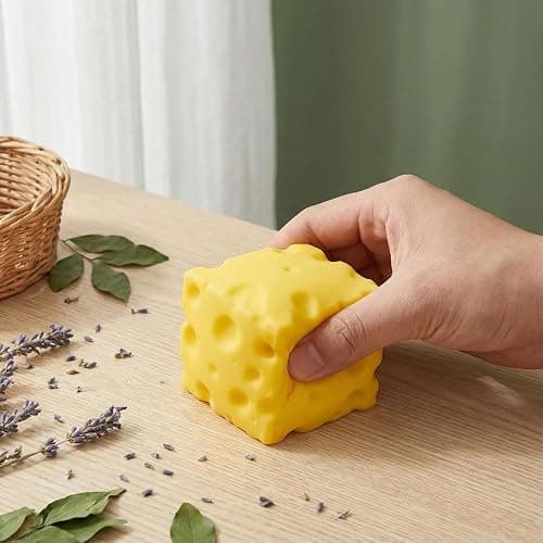 Cheese Squishy, Various Shapes Big Brain Cheese Stress Ball Realistic Design, Anxiety Relief Fidget Toy Sensory Toys For Adults & Kids (C(5cm)) thumbnail 4
