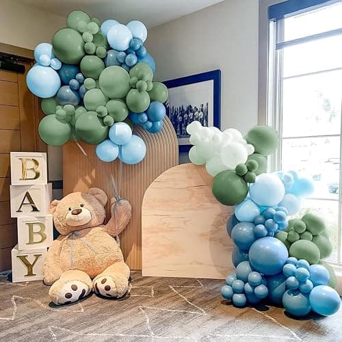 Sage Green Blue Balloons 60 Pcs 12 Inch Dusty Blue Sage Green Cream Balloons Avocado Slate Beige Apricot Balloon for Boys Men Hole in One Golf Boho Goose Baby Shower Birthday Party Decorations thumbnail 5