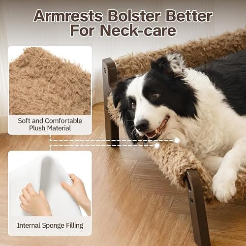 MEWOOFUN Elevated Dog Bed, Raised Dog Sofa with Non-Slip Bottom, Washable Pet Couch Bed Indoor & Outdoor Up to 66lbs (Plush Brown) thumbnail 3