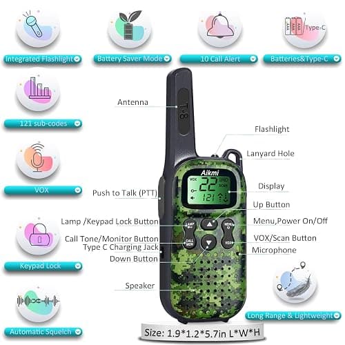 Walkie Talkies for Kids Toys Boys Gifts Aged 5+ Long Range 2 Way Radio for Camping Hunting Hiking Outdoor Game 6 7 8 9 10 Year Old Birthday Present for Kids thumbnail 2