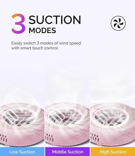 MelodySusie Pocket-Sized Nail Dust Collector HProA for Gel Polish Removal | 6000RPM, 3 Suction Modes, 30 Disposable Filters, for Beginners & Home DIY Nail Art, Dust-free Nail Work thumbnail 6