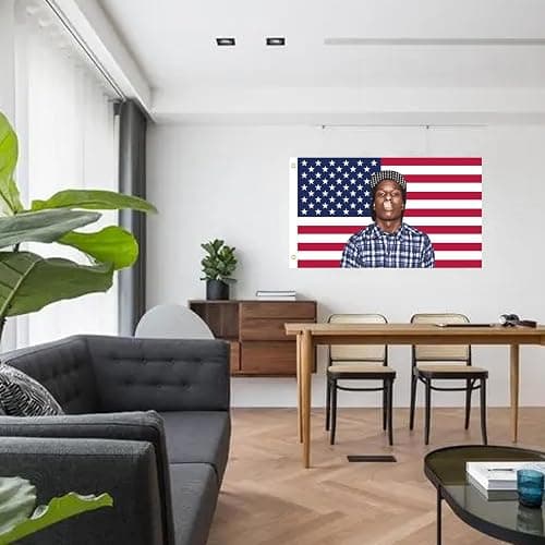 MAGJIUKE Rapper Rocky American Flag Tapestry 3x5 Ft - rap Asap USA Poster for Bedroom Living Room Funny Decor thumbnail 8