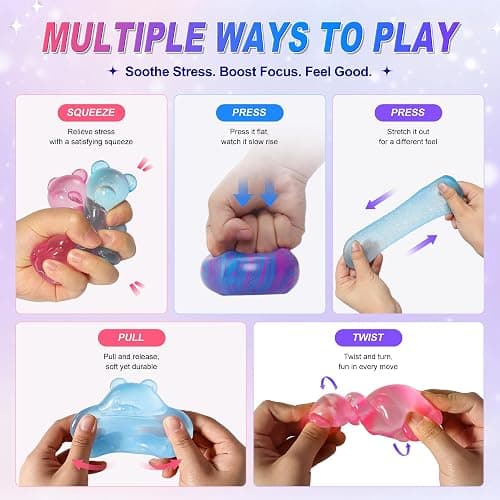 4Pcs Pink Taba Squishy Fidget Toys, Bear Cube Gummy Masonry Ice Stress Balls for Kids and Adults, Squishies Cube, Sensory Toys for Kids Fidgets for Classroom Prize, Birthday Gifts Party Favors thumbnail 6