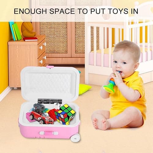 Pongnas Baby Suitcase Play Toy, Cute Mini Travel Suitcase Box Plastic Rolling Mini Luggage Box Play Accessoriespiece 15.5 x 10.5 x 7cm () thumbnail 5