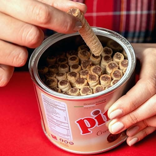 Pirucream Rolled Wafers with Chocolate Hazelnut, Organic Alkaline 100% Cocoa – No Trans-Fat, Preservatives, Colorants or Additives and without Palm Oil (300Gr/ 10.58Oz each one – 1 Pack Tin) thumbnail 8