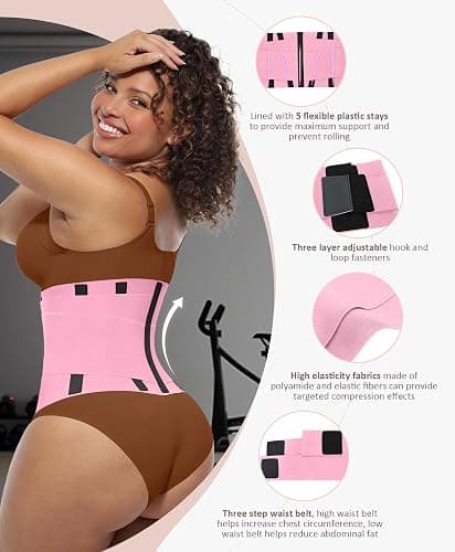 FeelinGirl Waist Trainer Belt Waist Cincher Trimmer Ab Belt Tummy Control Body Shaper with Triple Wrap Women and Men thumbnail 2