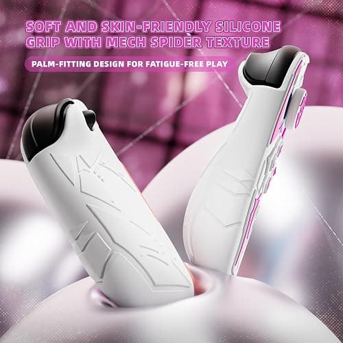 PlayVital Cyber Spider Protective Case for Nintendo Switch 2, Ergonomic Anti-Slip Silicone Grip Covers, Dockable Hard Case Shell for Switch 2 with Joystick Cap & Sticker, Shockproof Skin - White thumbnail 5